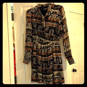 Long sleeve shear pleated dress